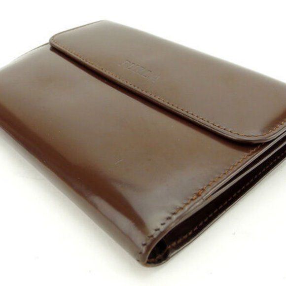 AUTHENTIC Furla Wallet Purse Folding wallet Logo Brown Woman Authentic Used - Picture 3 of 6